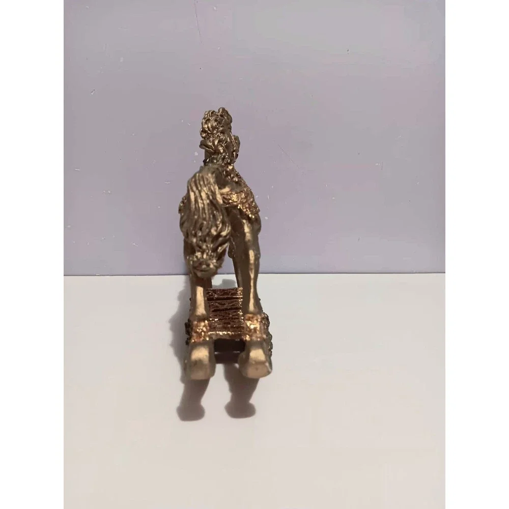 Rocking Horse Hard Plastic Gold Tone Christmas Country Farmhouse Decor 9